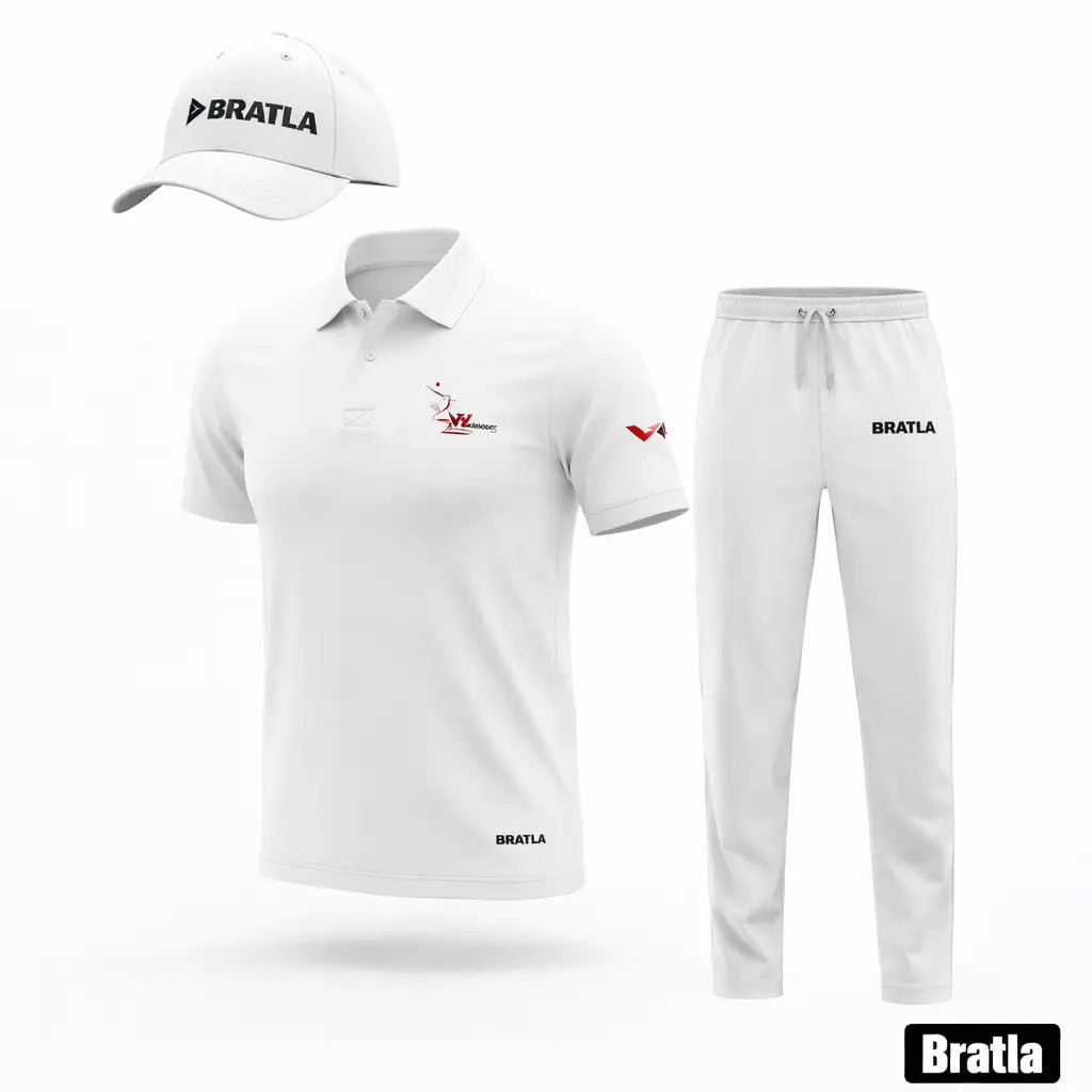 Customized White Test Cricket Uniform With Name And Number 3 Piece Set - TeamWear-Cricket