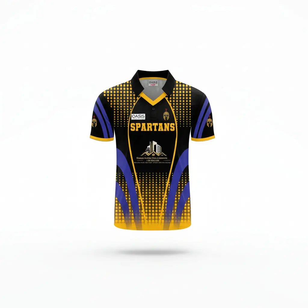 Blue & Yellow Cricket Uniform Fully Customizable with Name and Number 2 Piece Set - TeamWear