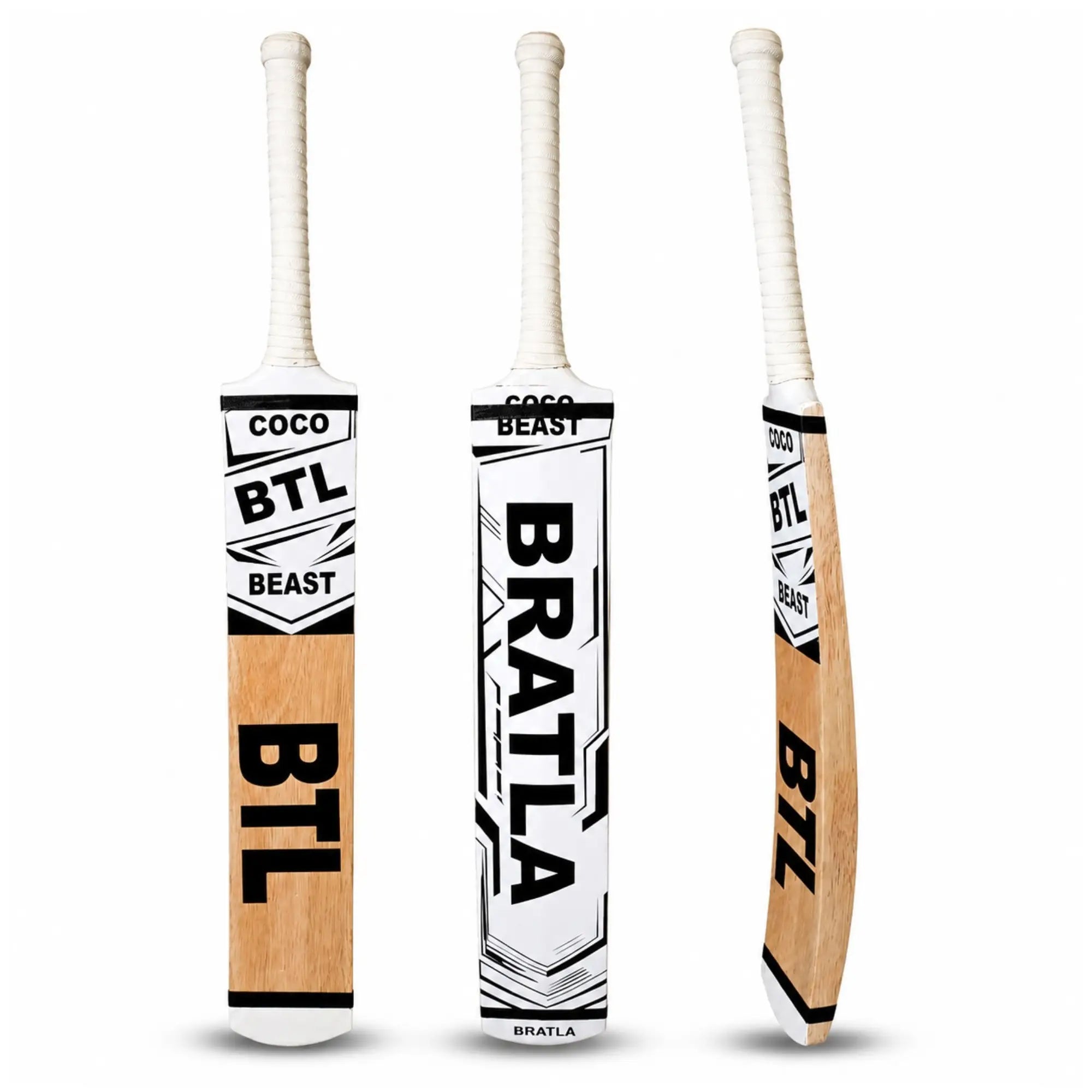 Bratla BTL Coco Beast Adult Cricket Bat for Tape Ball & Tennis Ball Cricket - Full Size Coconut Wood Durable Power Cricket Bat for Street