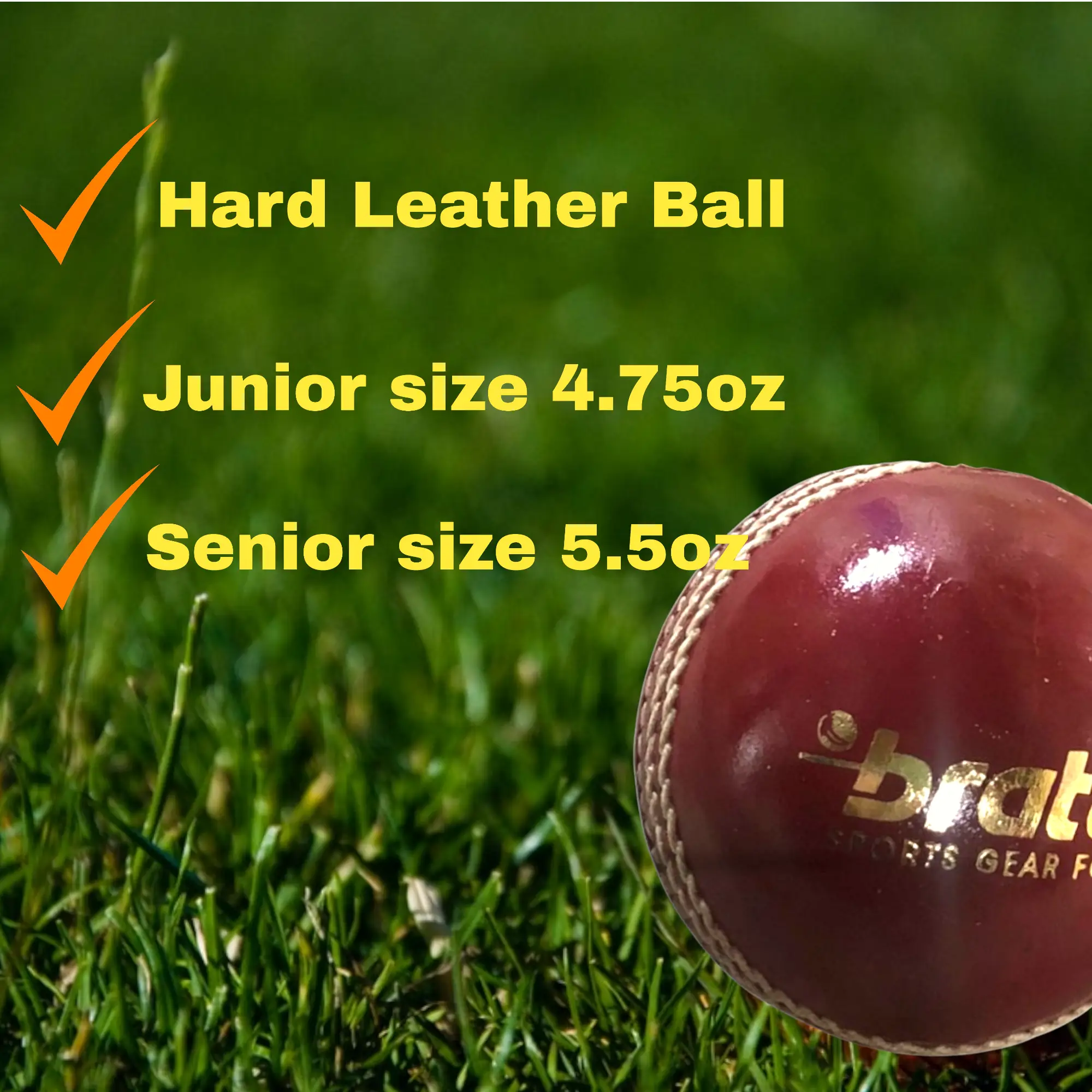 Bratla Club Cricket Ball Leather Hard Ball for Junior & Senior - BALL - 4 PCS LEATHER