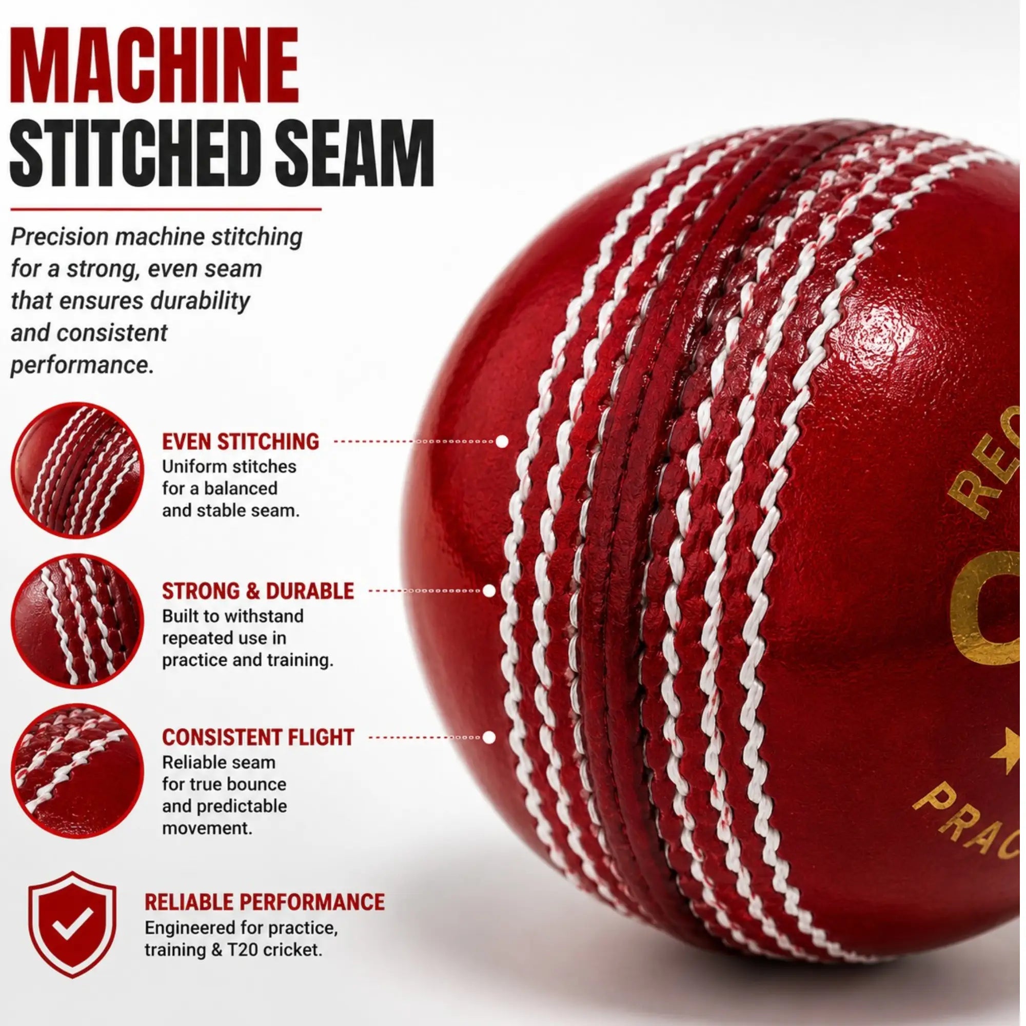 Bratla Club Cricket Balls – Pack of 6 Hard Leather Cricket Balls – Leather Cricket Ball for Practice Training & T20 – Regulation Weight –