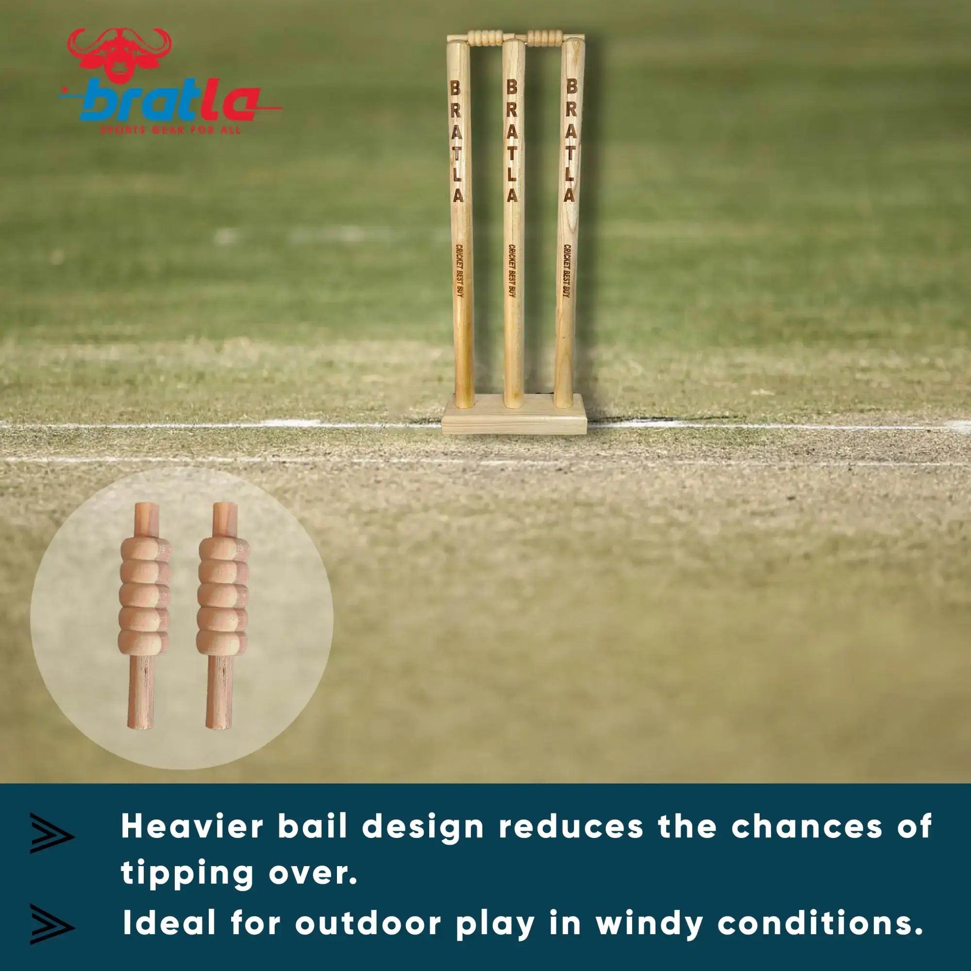 Bratla Cricket Bails for Stumps Pack of 4 - STUMPS BAILS