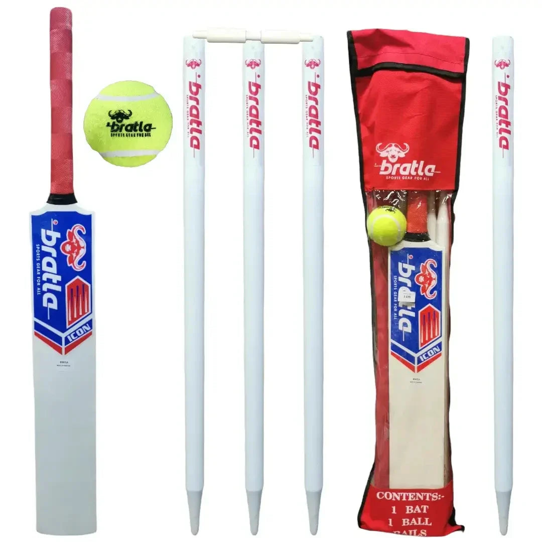 Bratla Icon Cricket Set Wooden Great Starter Set - Size 1 - BATS - CRICKET SETS