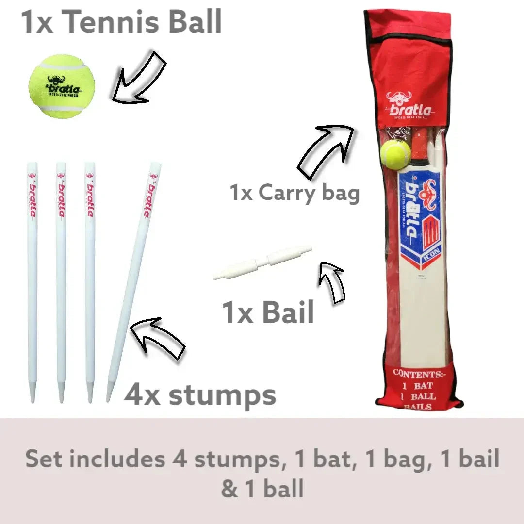 Bratla Icon Cricket Set Wooden Great Starter Set - BATS - CRICKET SETS