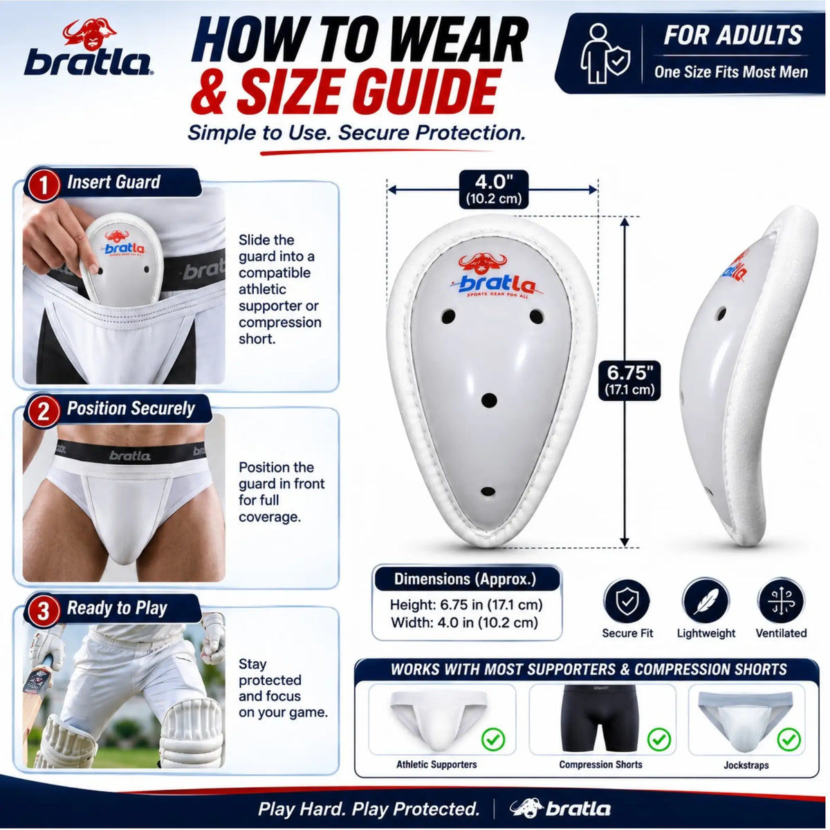 Bratla Pro Cricket Abdominal Guard Slip-in Groin Protector with Foam Casing - BODY PROTECTORS - ABDO GUARDS