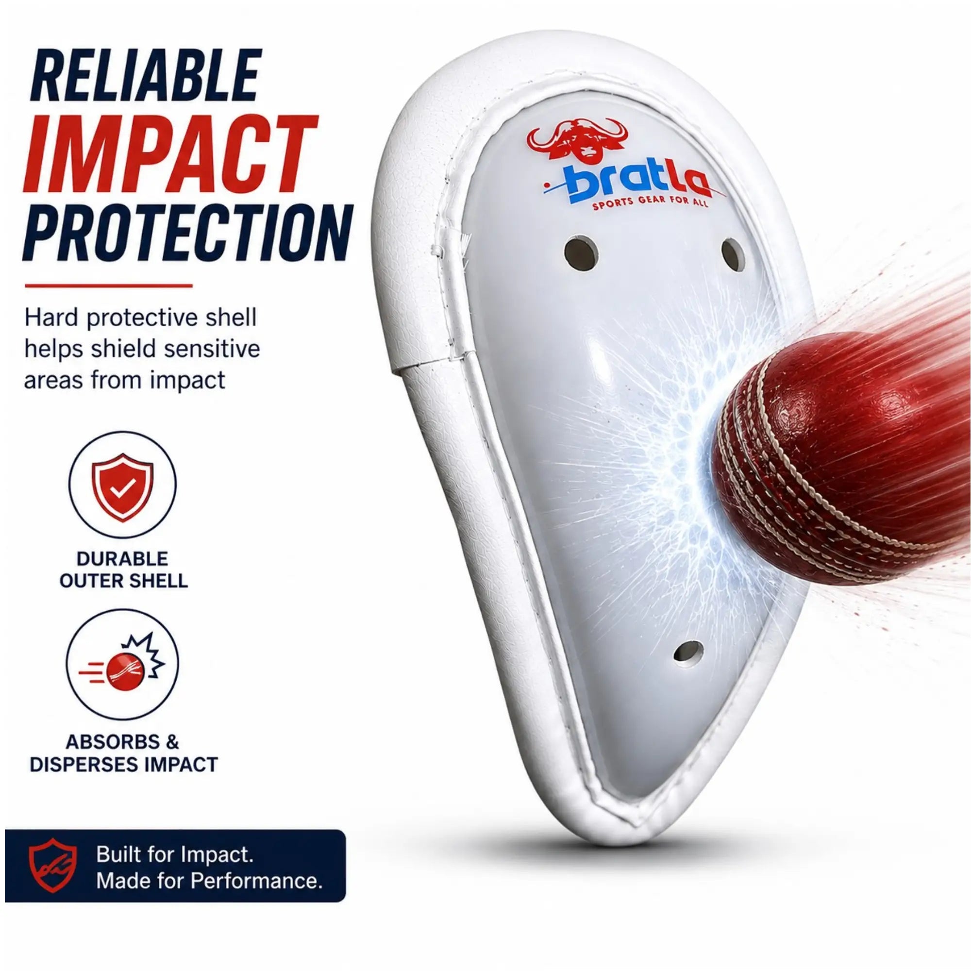 Bratla Pro Cricket Abdominal Guard Slip-in Groin Protector with Foam Casing - BODY PROTECTORS - ABDO GUARDS