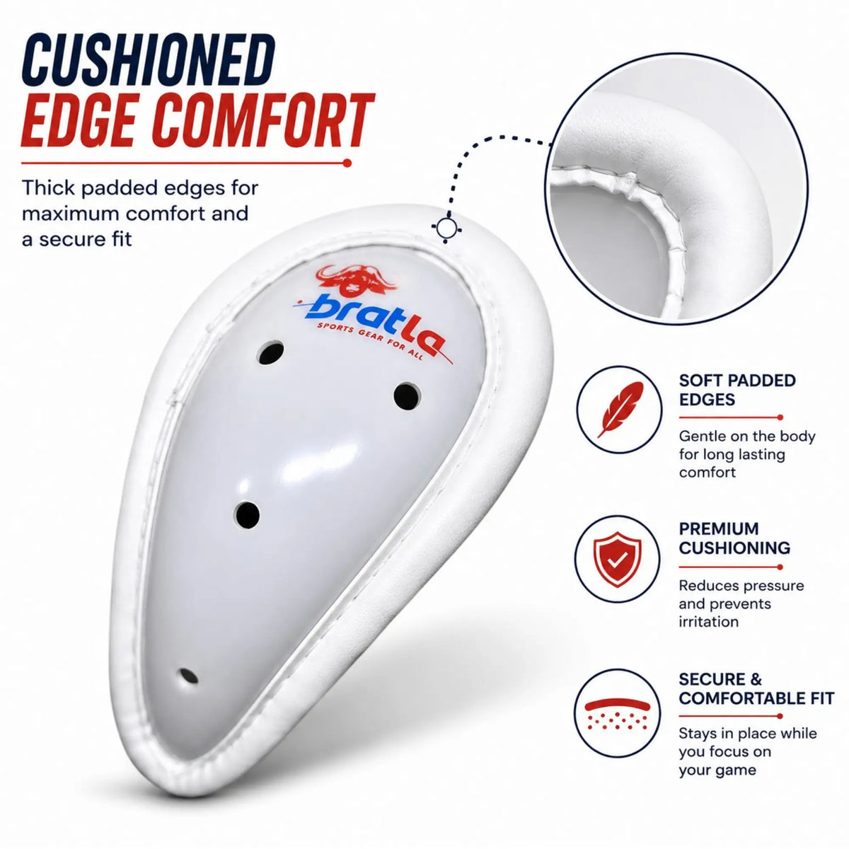 Bratla Pro Cricket Abdominal Guard Slip-in Groin Protector with Foam Casing - BODY PROTECTORS - ABDO GUARDS