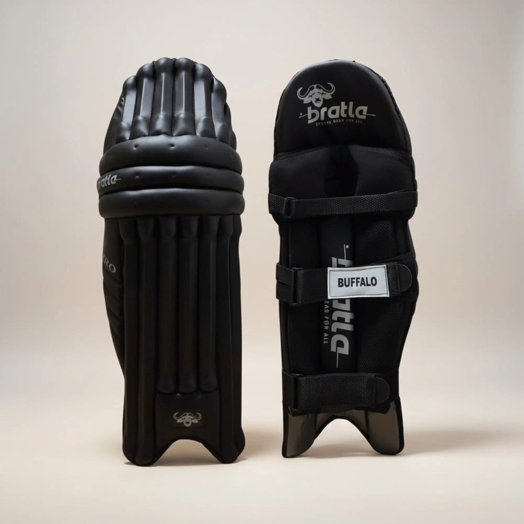 Bratla Pro Cricket Batting Pad PU Black Adult - Adult RH - PADS - BATTING