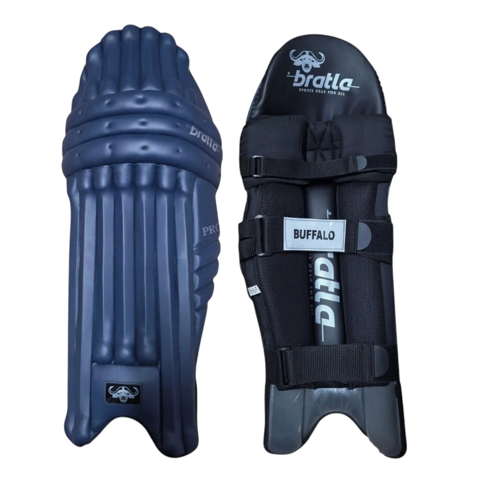Bratla Pro Cricket Batting Pad PU Navy Adult - Adult RH - PADS - BATTING