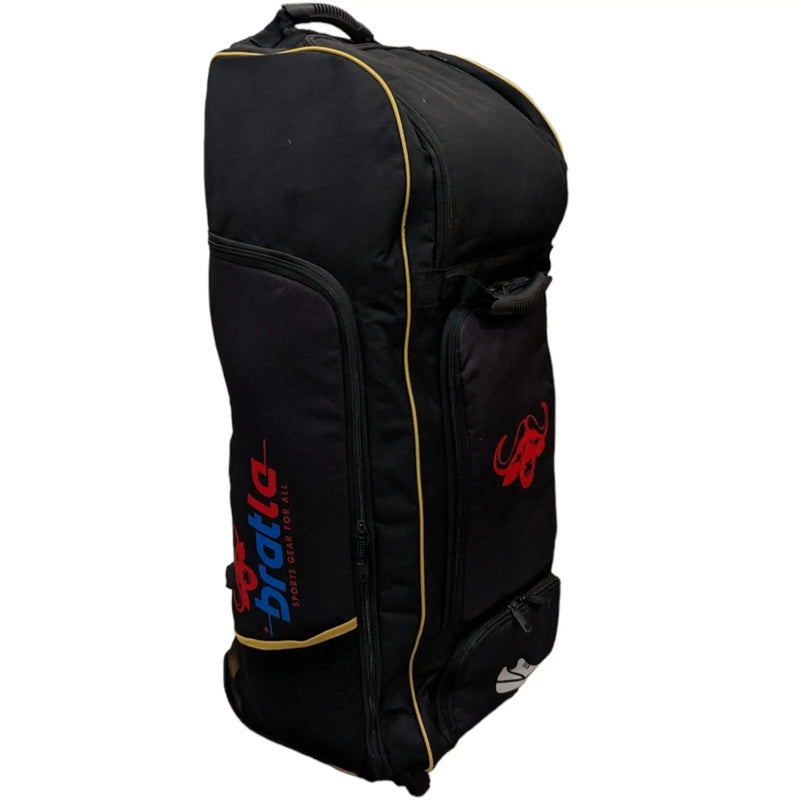 Bratla Pro Plus Cricket Kit Bag Duffle Wheelie for Full Size Kit with 6 Pockets Black - BAG - PERSONAL