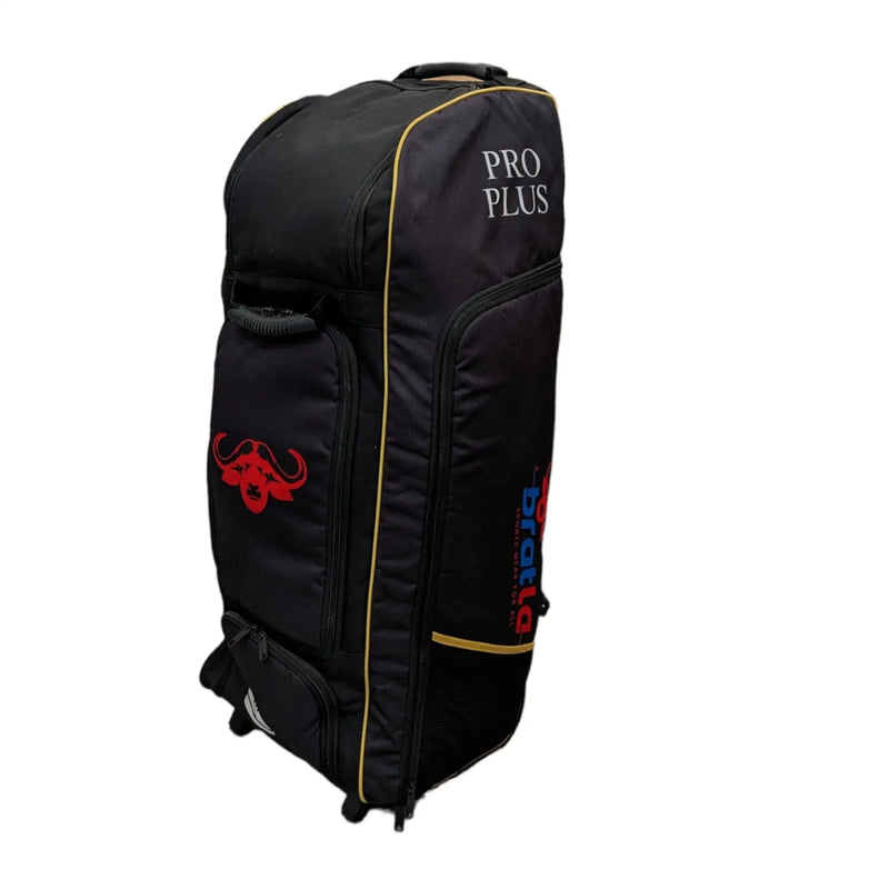 Bratla Pro Plus Cricket Kit Bag Duffle Wheelie for Full Size Kit with 6 Pockets Black - BAG - PERSONAL