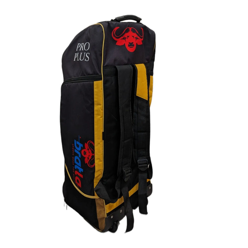 Bratla Pro Plus Cricket Kit Bag Duffle Wheelie for Full Size Kit with 6 Pockets Black - BAG - PERSONAL