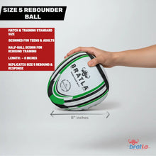 Bratla Pro Rebounder Rugby Ball Size 5 – Solo Training Rugby Ball for Passing & Catching Practice | Hand Stitched Durable Rubber Grip | Match Ball Weight | Rugby Training Equipment for All Players
