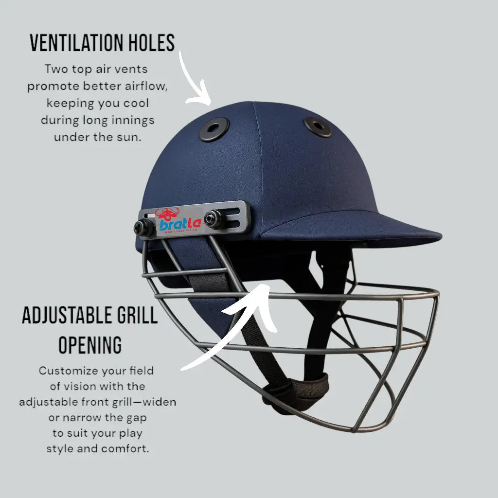 cricket with a football helmet on Bratla Vision 300 Cricket Helmet for Adults – Adjustable Grill Rear Knob Fit System Ventilated