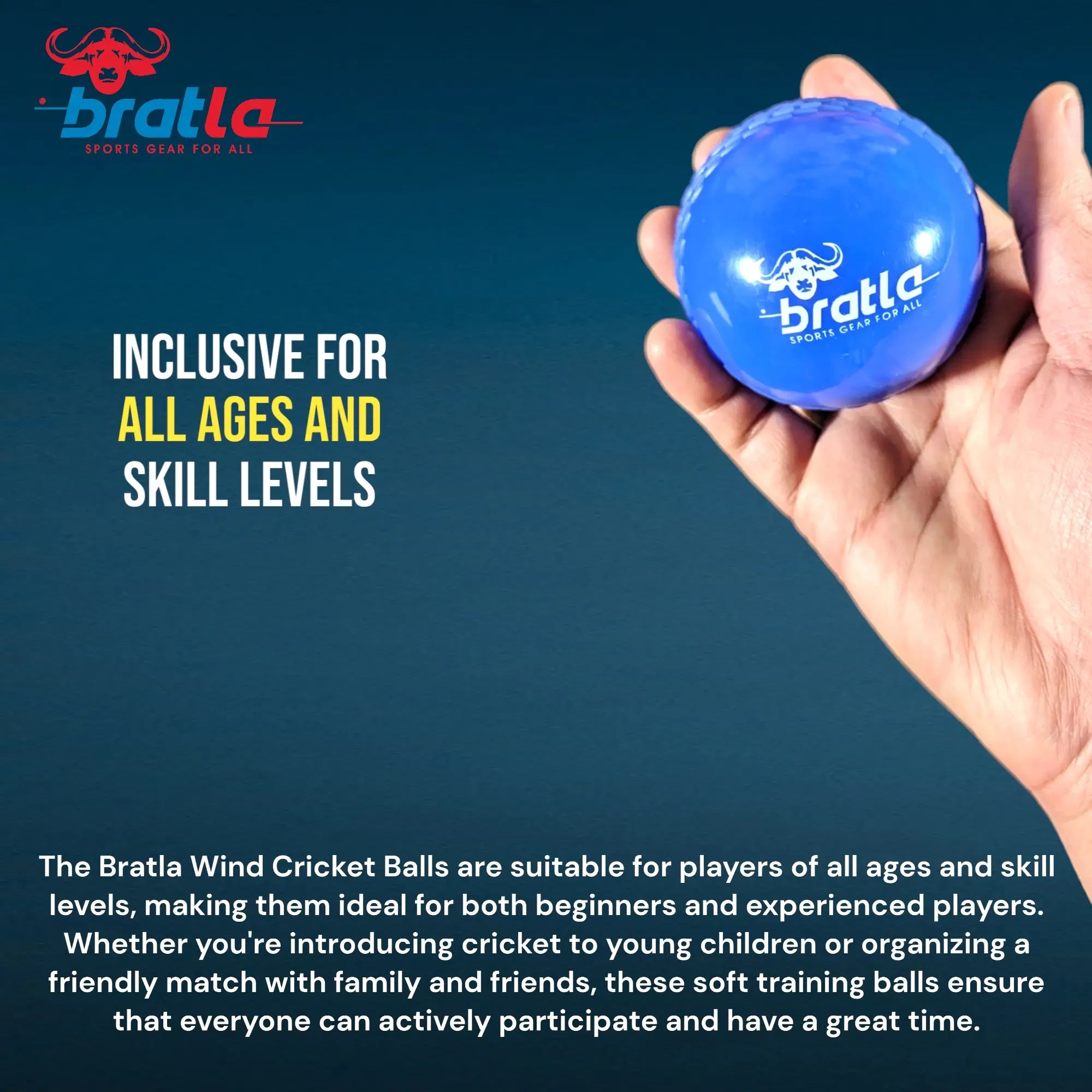 Bratla Wind Cricket Balls - Soft Training Practice Cricket Air Balls for Coaching Indoor & Outdoor - Pack of 6 - BALL - TRAINING JUNIOR