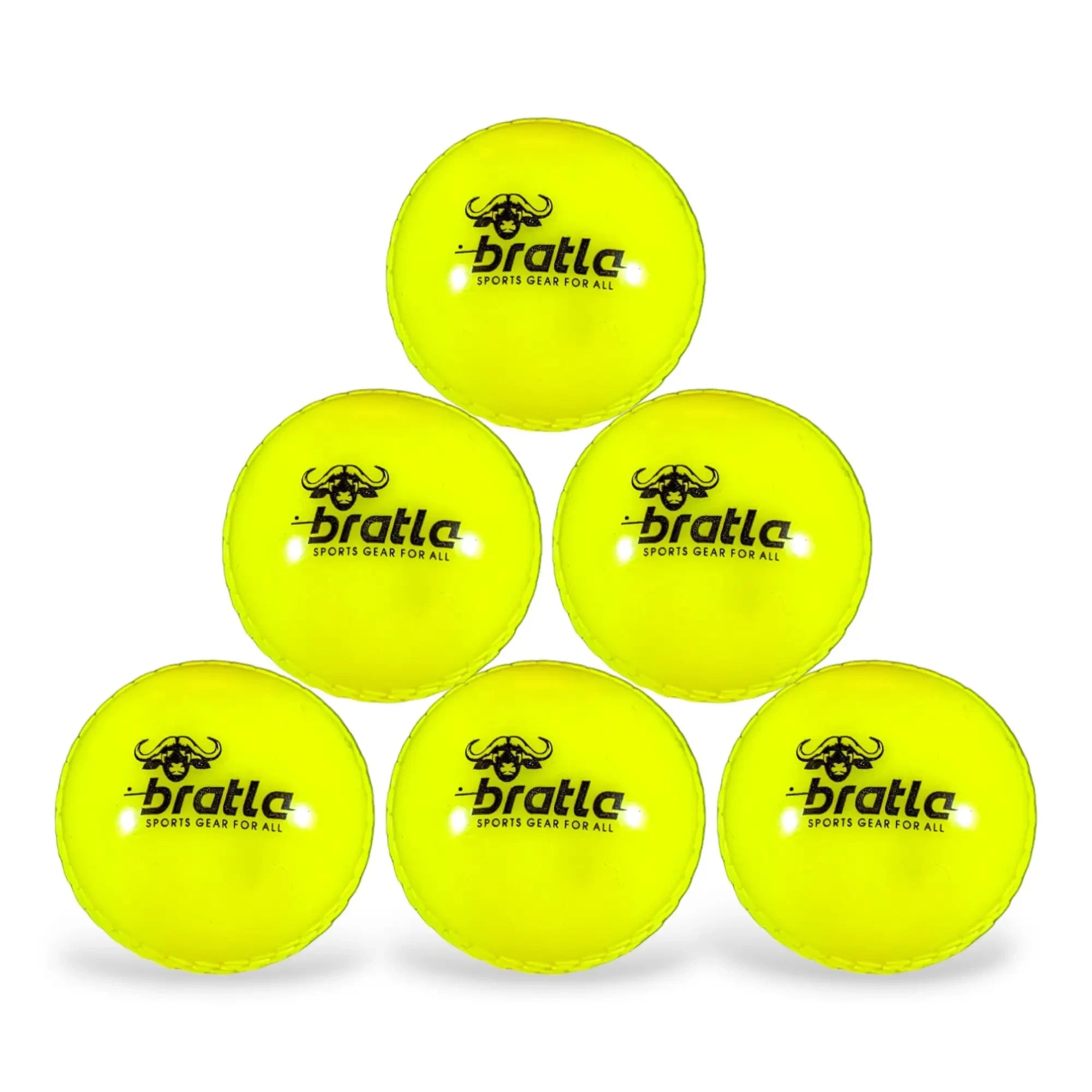 Bratla Wind Cricket Balls - Soft Training Practice Cricket Air Balls for Coaching Indoor & Outdoor - Pack of 6 - Yellow - BALL - TRAINING