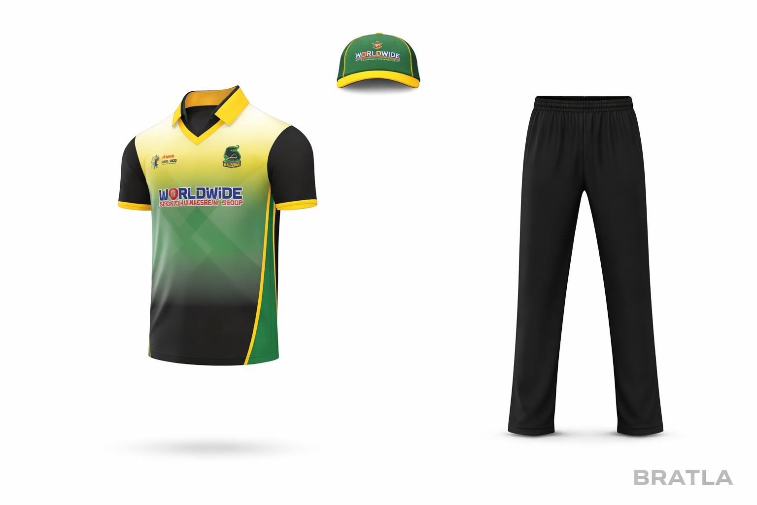 Cricket Shirt Custom Made Sublimation Dark Green Yellow Shirt Only