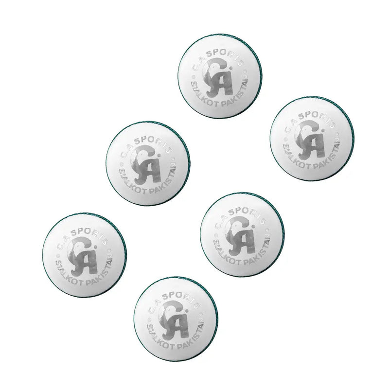 CA Attack Cricket Hard Ball Chrome Leather Hand Stitched (Pack of 6) - Senior / White - BALL - 4 PCS LEATHER