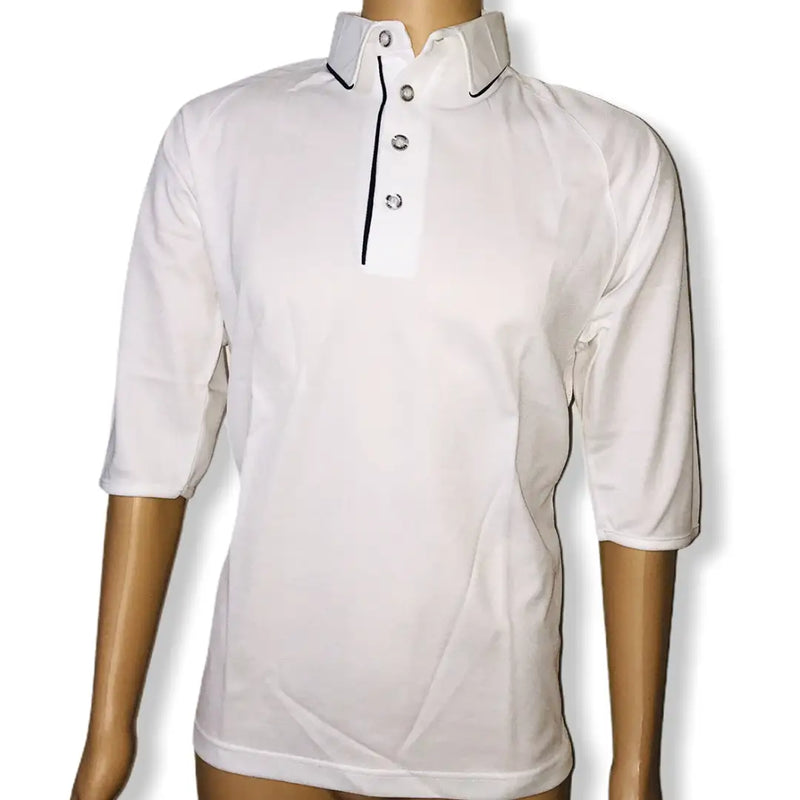 CA Gold White Navy Trim Cricket Shirt 3/4 Sleeves - CLOTHING - SHIRT
