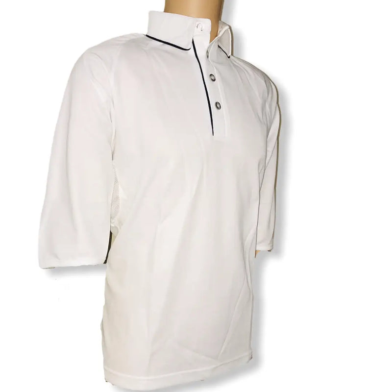CA Gold White Navy Trim Cricket Shirt 3/4 Sleeves - CLOTHING - SHIRT
