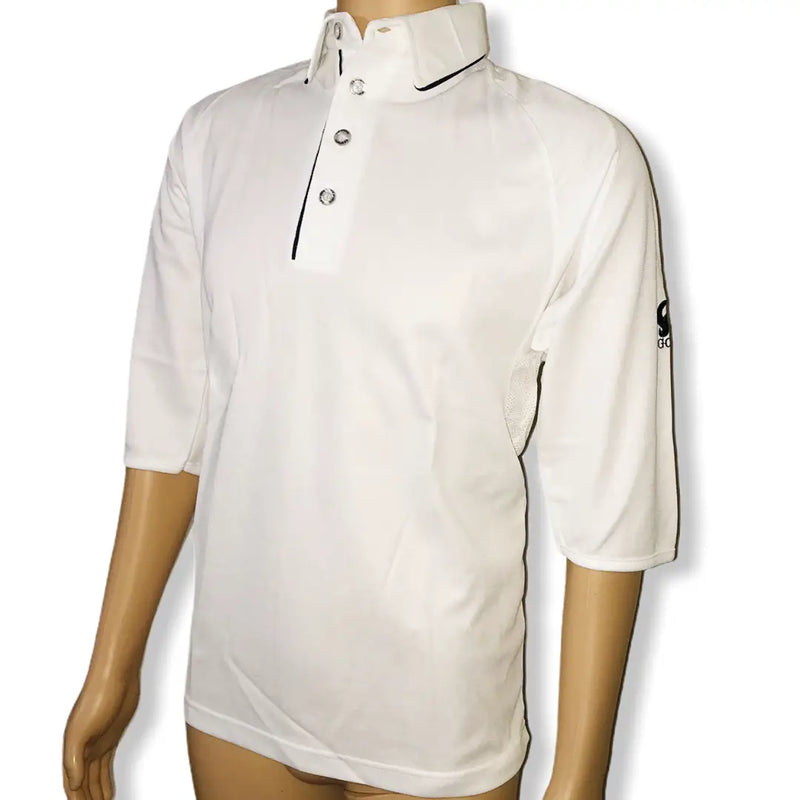 CA Gold White Navy Trim Cricket Shirt 3/4 Sleeves - CLOTHING - SHIRT