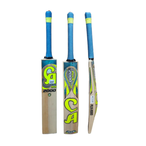 CA Plus 2000 Cricket Bat English Willow With Enlarged Sweet Spot Area - Short Handle (Standard Adult Size Bat) - BATS - MENS ENGLISH WILLOW