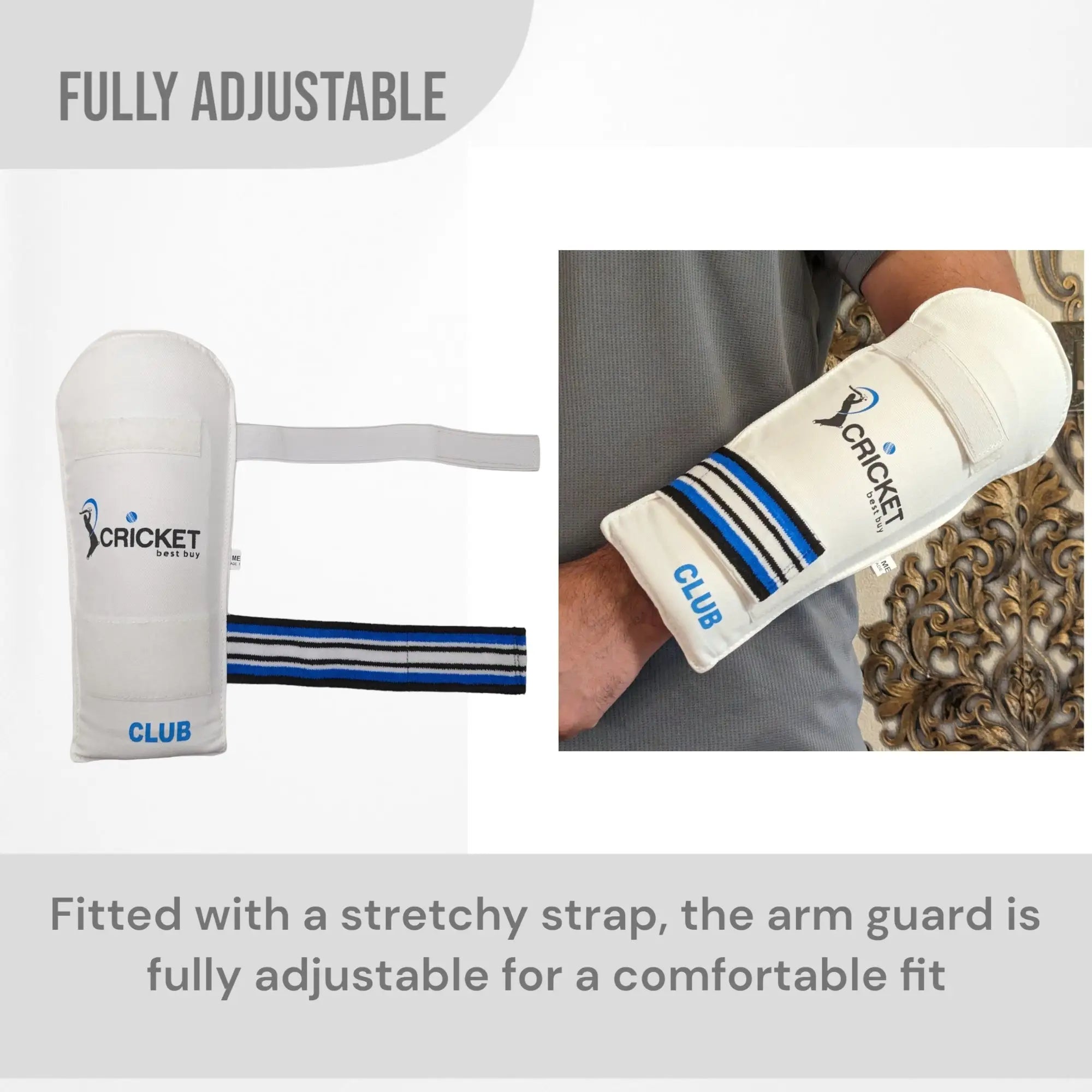 CBB Club Cricket Arm Guard Protector Padded Foam Elastic Velcro Strap - BODY PROTECTORS - ARM GUARDS