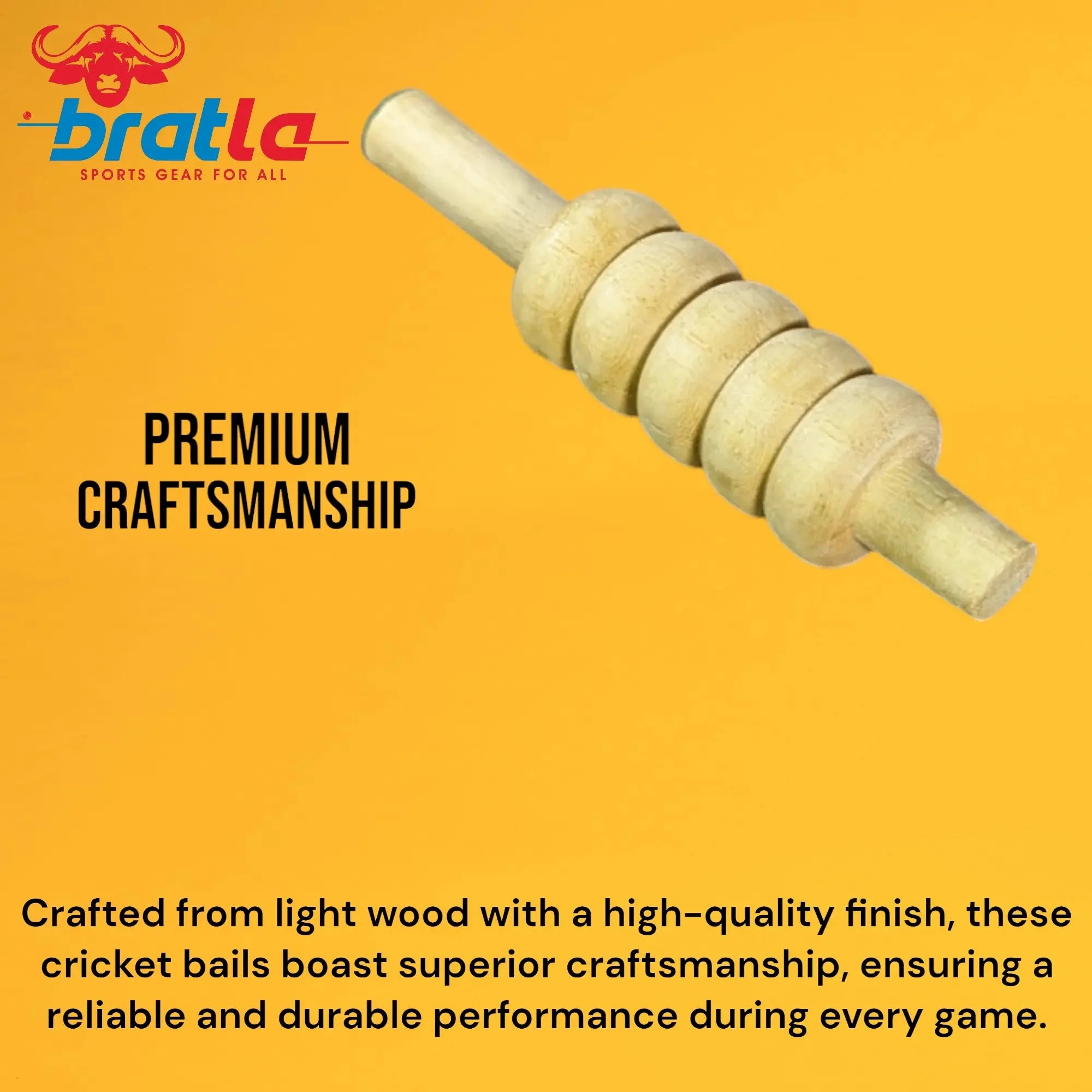 CBB Cricket Wicket Stumps Bails Standard Duty Pack of 4 Standard Size - STUMPS BAILS