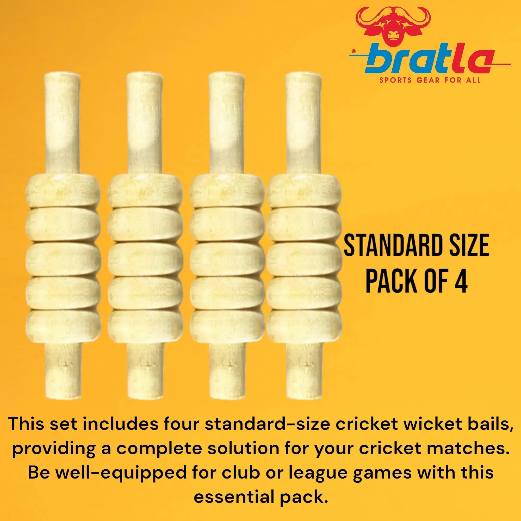 CBB Cricket Wicket Stumps Bails Standard Duty Pack of 4 Standard Size - STUMPS BAILS