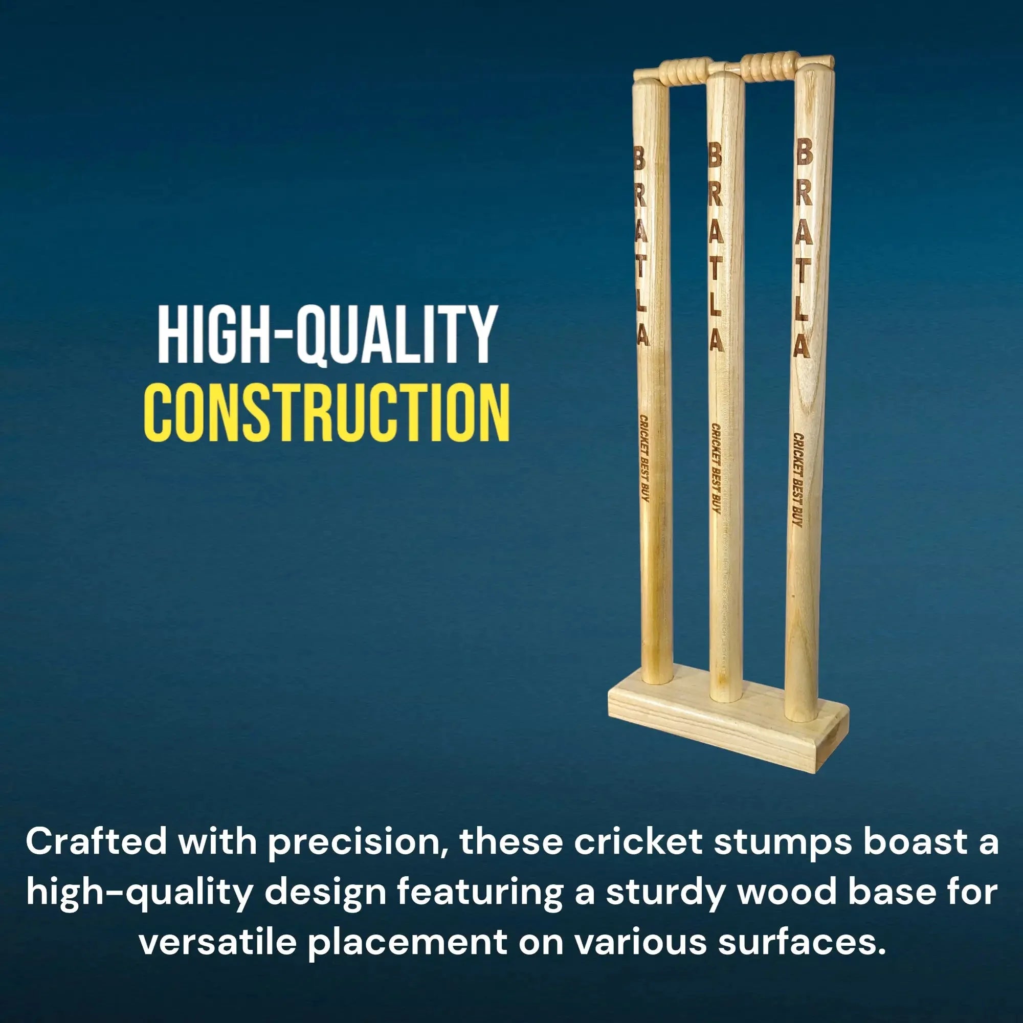 CBB Cricket Wicket Stumps Multi-Surface Placement with Wood Base - STUMPS