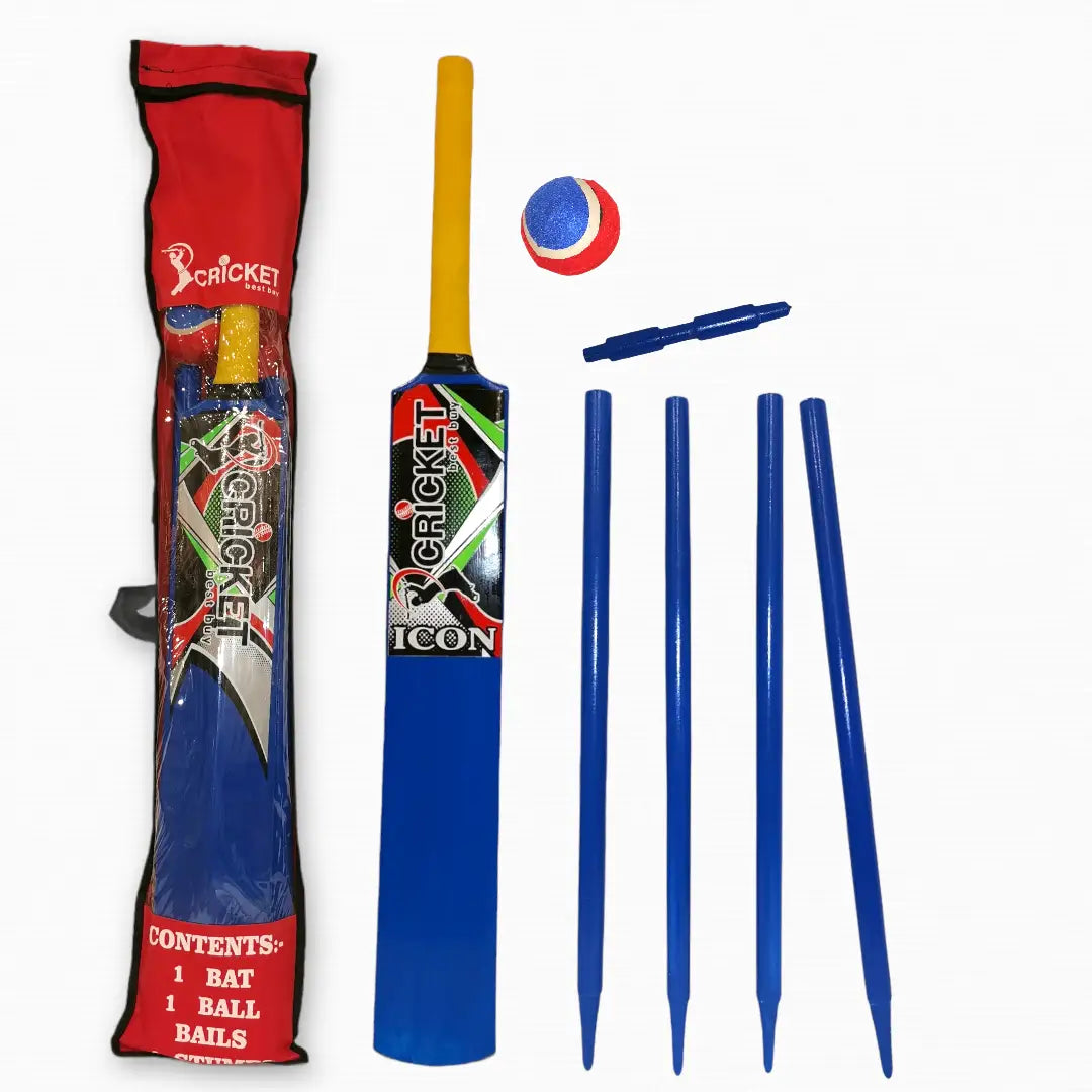 CBB Icon Wooden Cricket Set for Kids Various Colors Great Starter Set - Size / Blue - BATS - CRICKET SETS
