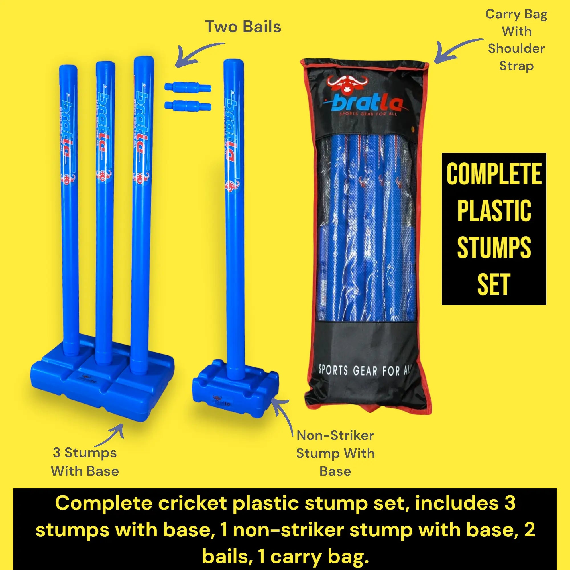 Set Di Pali Da Cricket Con Supporto – Wicket In Plastica Resistente Per Partite E Allenamenti – Portatile E Robusto