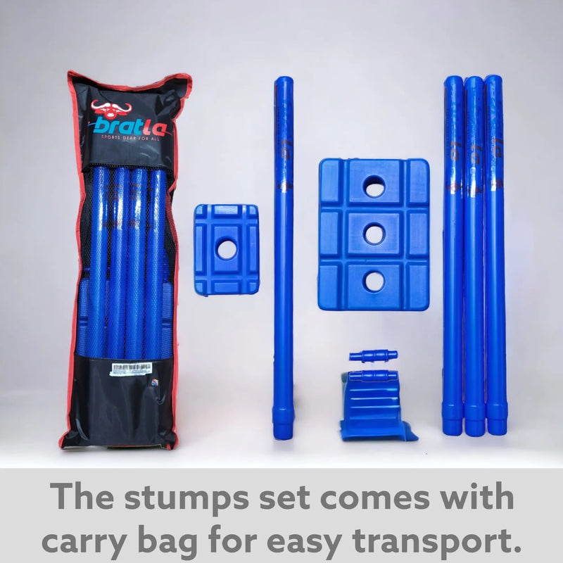 CBB Pro Cricket Plastic Wicket Stumps with Base Blue Multi Surface Placement - STUMPS