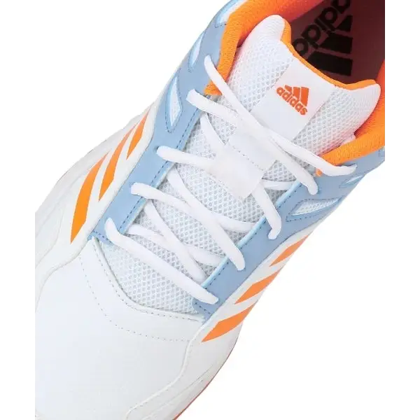 Adidas Cri Rise V2 Cricket Shoes White/AMBSky/Orange Cricket Shoes Rubber Sole - FOOTWEAR - RUBBER SOLE
