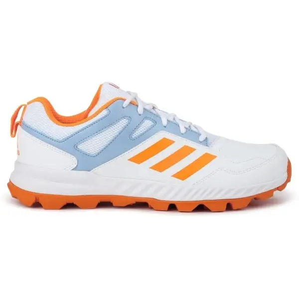 Adidas Cri Rise V2 Cricket Shoes White/AMBSky/Orange Cricket Shoes Rubber Sole - FOOTWEAR - RUBBER SOLE