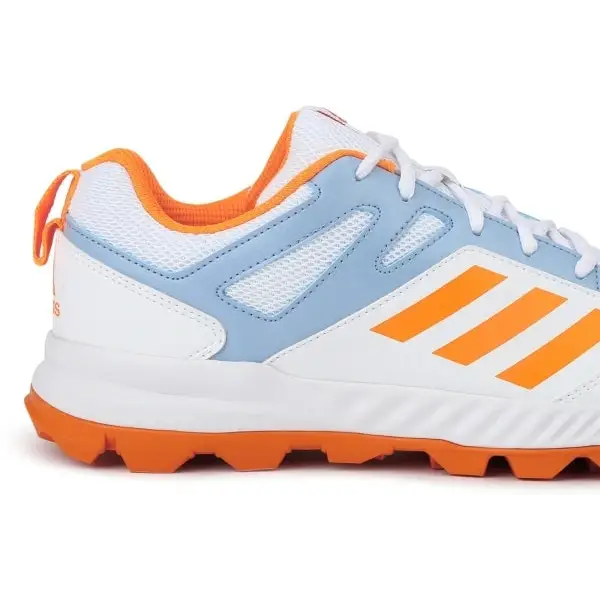 Adidas Cri Rise V2 Cricket Shoes White/AMBSky/Orange Cricket Shoes Rubber Sole - FOOTWEAR - RUBBER SOLE