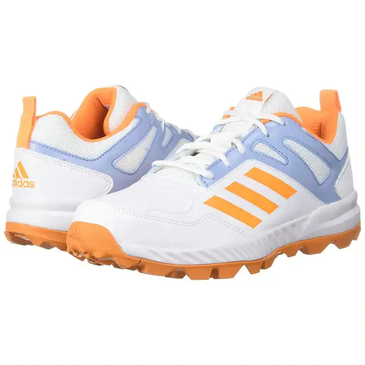 Cri Rise V2 Cricket Shoes White/AMBSky/Orange Rubber Sole - US 8.5 - FOOTWEAR - RUBBER SOLE