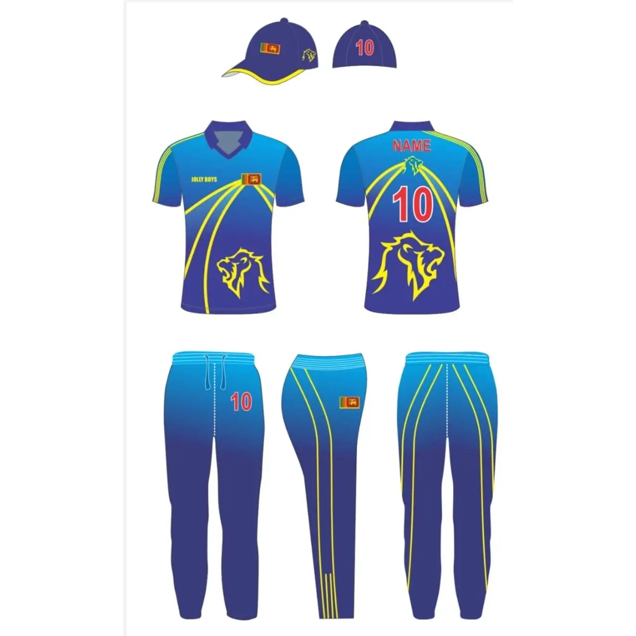Cricket Color Uniform Kit Customized Light Blue Yellow Shirt Trouser & Cap - Chat/Call/email for price / Small-XL - CLOTHING CUSTOM