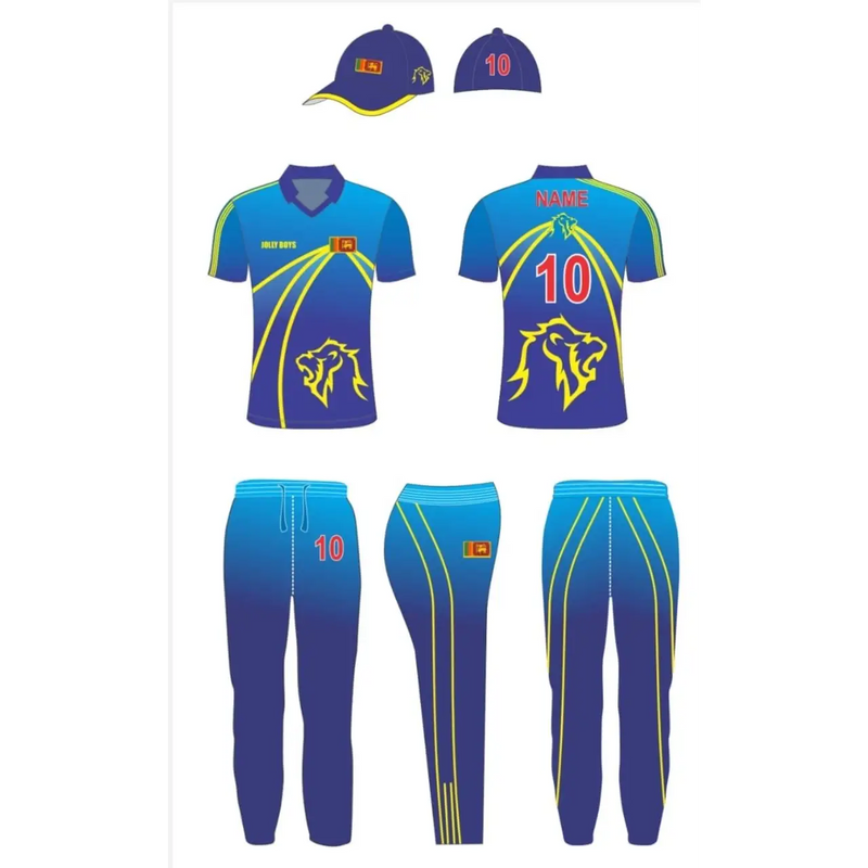 Cricket Color Uniform Kit Customized Light Blue Yellow Shirt Trouser & Cap - Chat/Call/email for price / Small-XL - CLOTHING CUSTOM