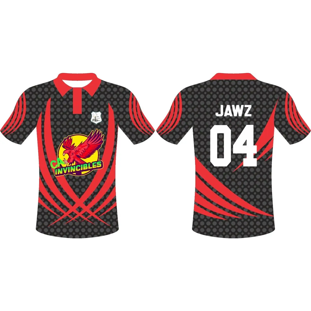Cricket Jersey Black Red Kit With Name Number Logo - S-XL - Custom Cricket Jerseys