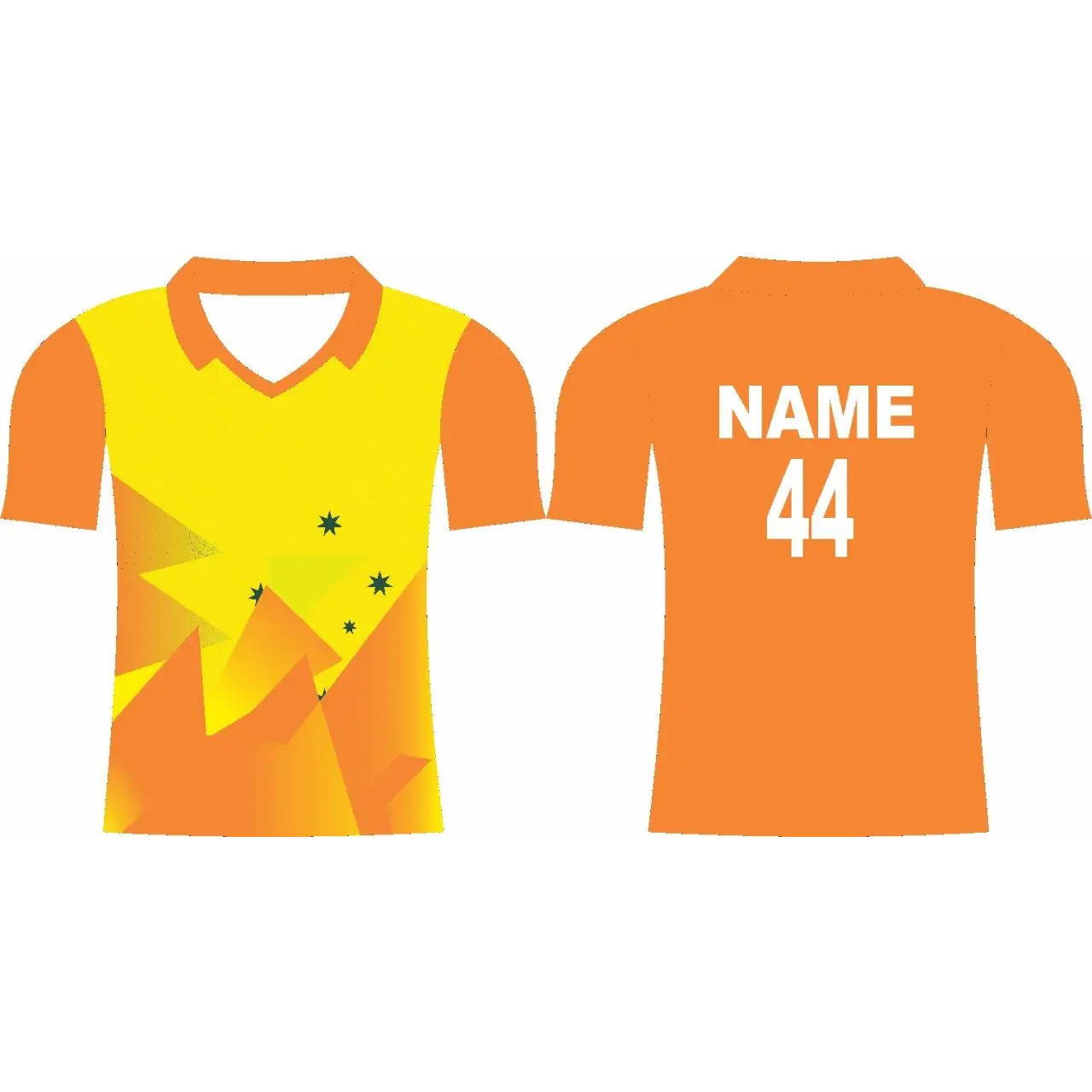 Cricket Jersey Shirt Kit Orange and Yellow Full Sublimation - S-XL - Custom Cricket Jerseys