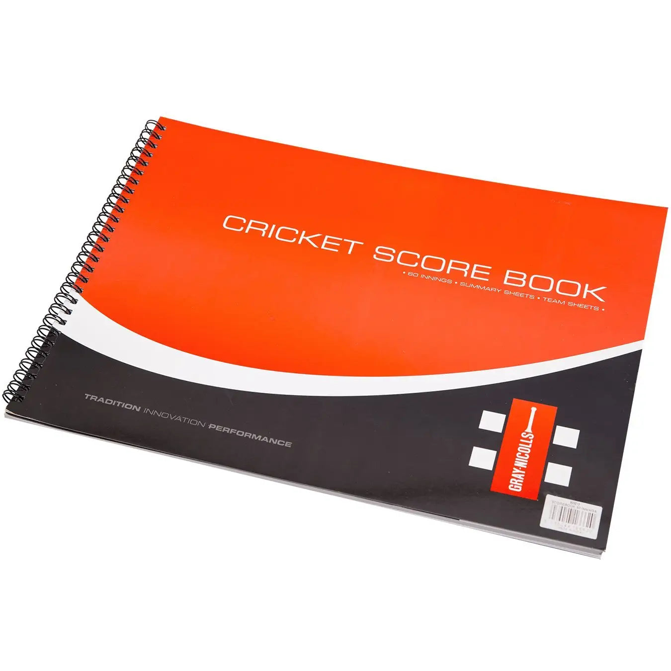 Cricket Score Book 60 Innings Landscape Score Book Spiral Softcover Gray Nicolls - SCORE BOOKS