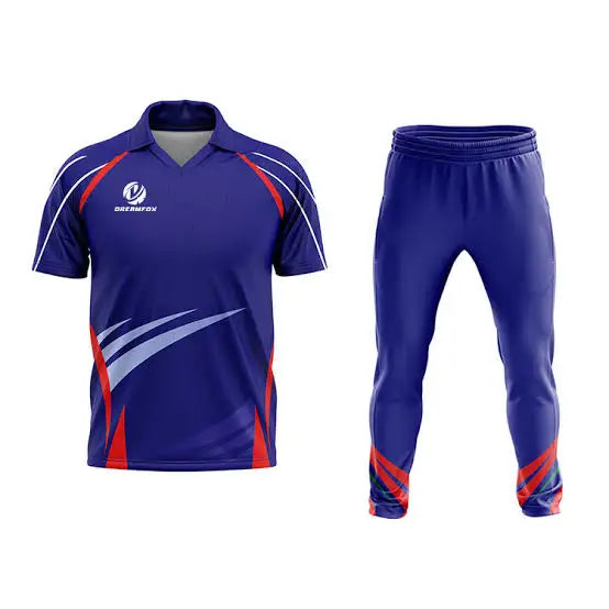 Cricket Shirt And Trouser - Blue And Red - Custom Cricket Wear 2PC Full