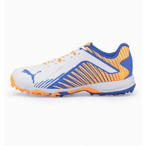 Puma 22 FH Rubber Cricket Shoes White-Bluemazing Neon Citrus - FOOTWEAR - RUBBER SOLE