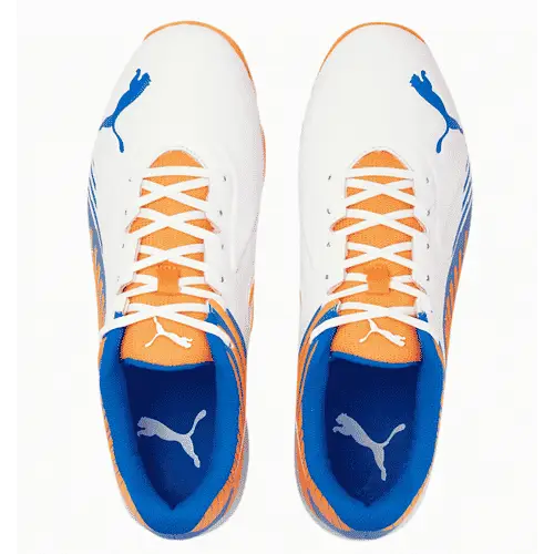 Puma 22 FH Rubber Cricket Shoes White-Bluemazing Neon Citrus - FOOTWEAR - RUBBER SOLE