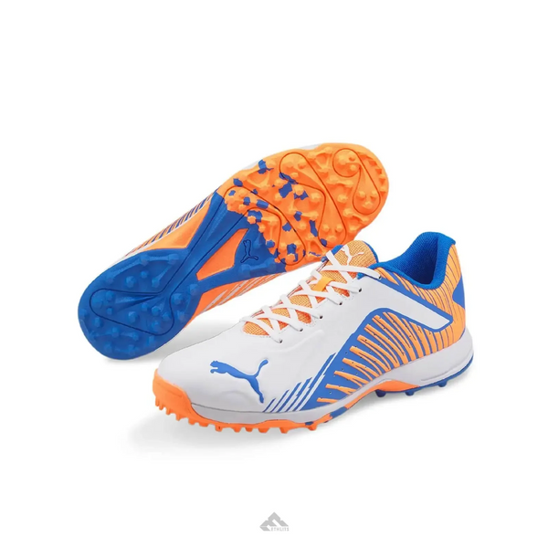 Puma White Bluemazing Neon Cricket Shoes - US 9 - FOOTWEAR - RUBBER SOLE