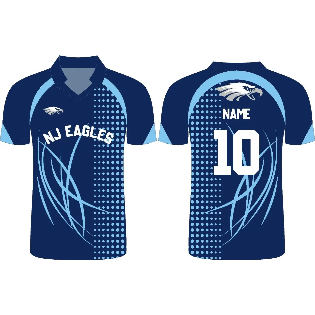 Cricket Sports Jersey Blue V-neck Design Sublimated - S-XL - Custom Cricket Jerseys