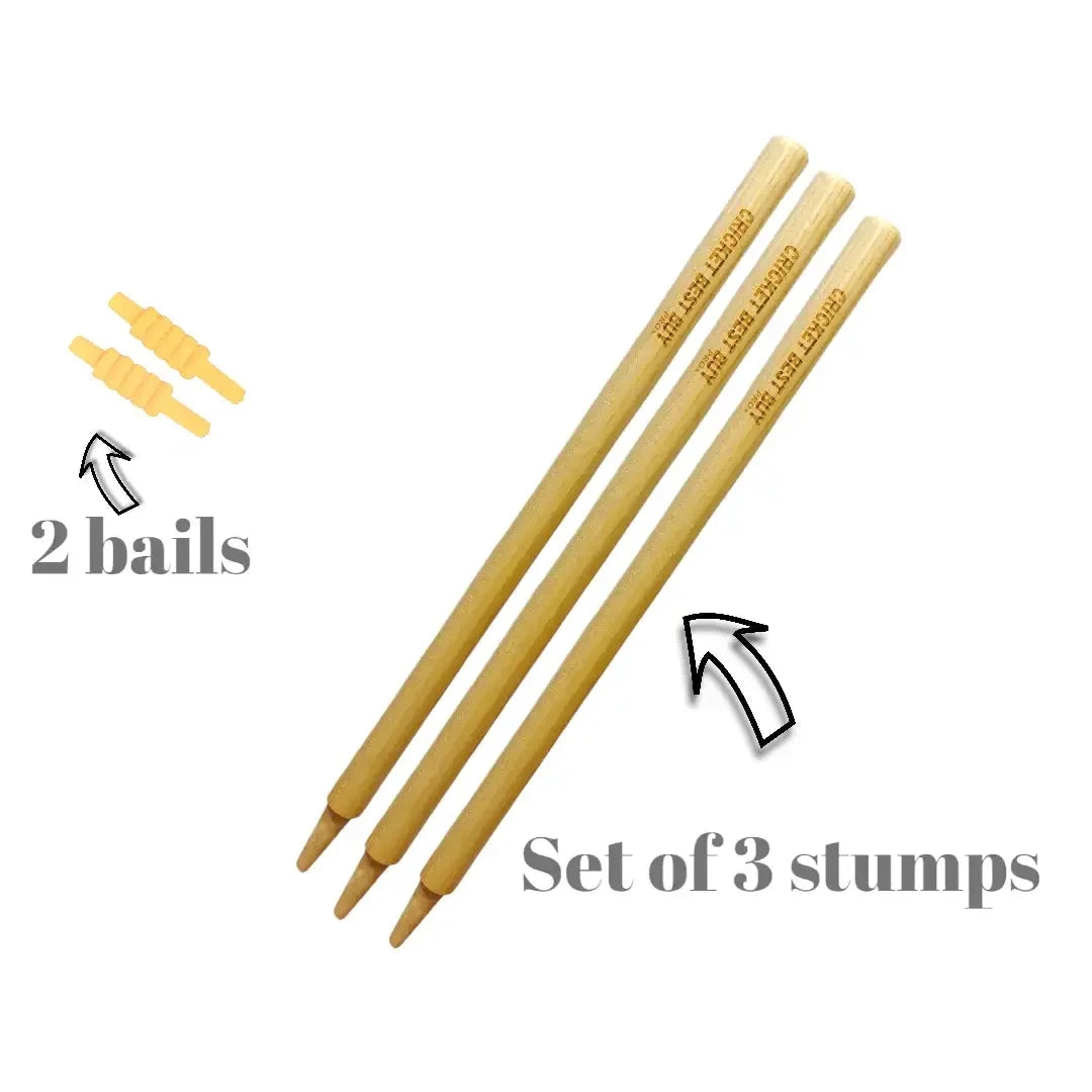 Cricket Stumps Wood Wicket Pro Plus CBB Finest Quality Set of 3 Stumps w/Bails - STUMPS & BAILS