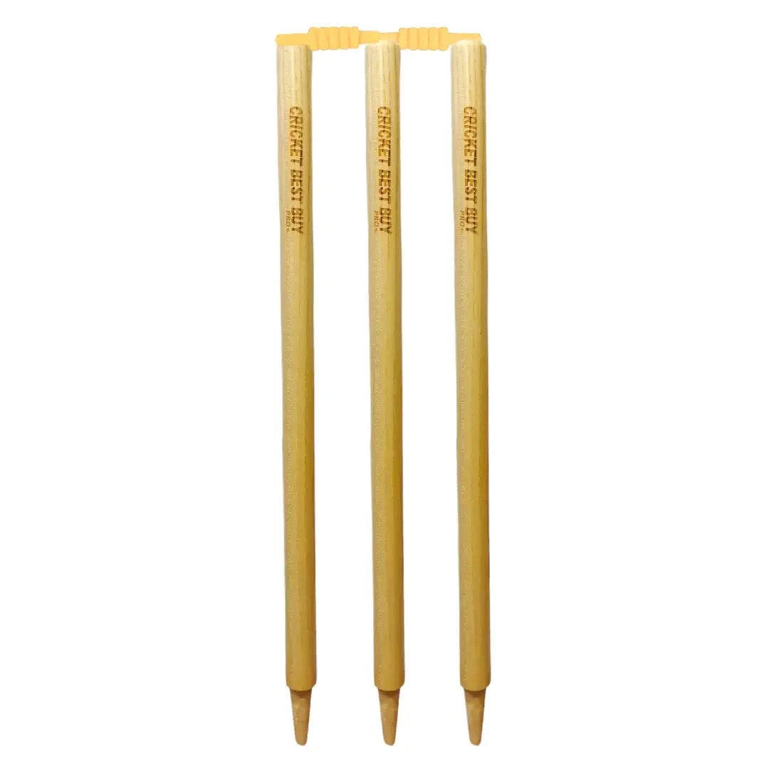 Cricket Stumps Wood Wicket Pro Plus CBB Finest Quality Set of 3 Stumps w/Bails - STUMPS & BAILS