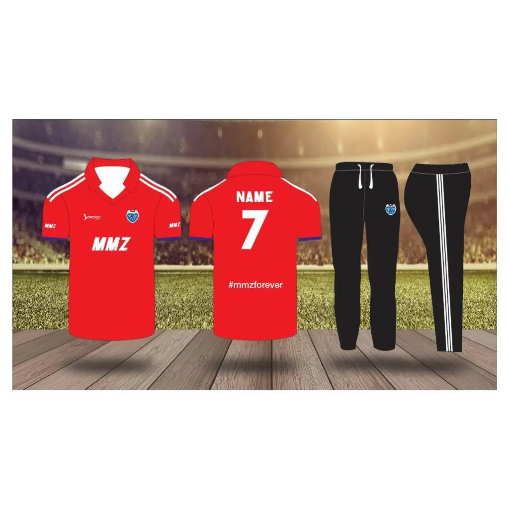 Cricket Uniform Jerseys Shirt Trouser Custom Made Red Black MMZ - CLOTHING CUSTOM